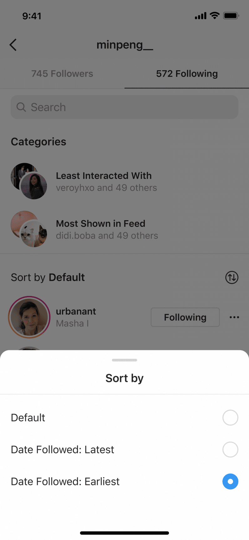 instagram least interacted with screenshot 2